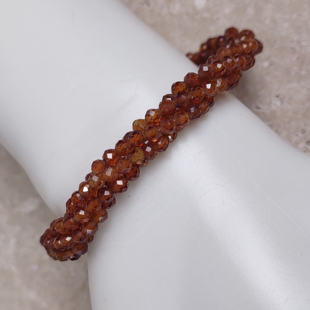 Hessonite Garnet Twisted Gemstone Bracelet